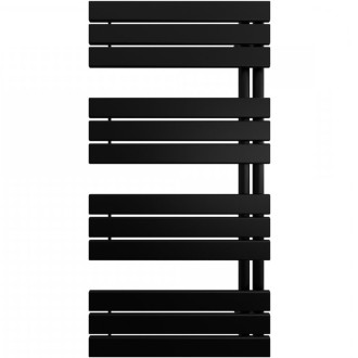 CERANO - Koupelnový radiátor Theo - L/P - asymetrické připojení 50mm - 650W - černá matná - 1200x500 mm