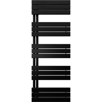 CERANO - Koupelnový radiátor Theo - L/P - asymetrické připojení 50mm - 812W - černá matná - 1600x500 mm