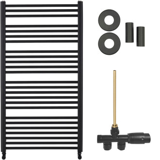 CERANO - Koupelnový radiátorový set Alberto - ústřední výtápění - boční jednobodové připojení - 716W - černá matná - 1180x650 mm