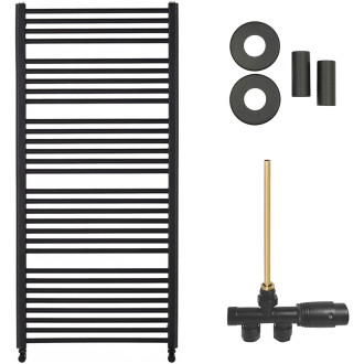CERANO - Koupelnový radiátorový set Alberto - ústřední vytápění - boční jednobodové připojení - 857W - černá matná - 1380x650 mm