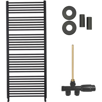 CERANO - Koupelnový radiátorový set Alberto - ústřední výtápění - boční jednobodové připojení - 999W - černá matná - 1660x650 mm