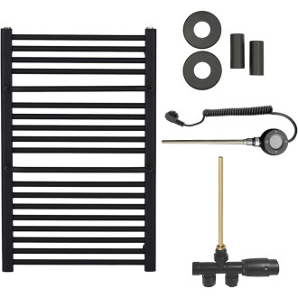 CERANO - Koupelnový radiátorový set Antonio - kombinované vytápění, wifi tyč - boční jednobodové připojení - 484W - černá matná - 860x550 mm