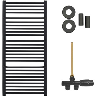 CERANO - Koupelnový radiátorový set Antonio - ústřední vytápění - boční jednobodové připojení - 857W - černá matná - 1460x550 mm