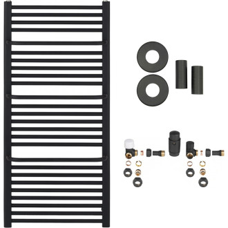 CERANO - Koupelnový radiátorový set Antonio - ústřední vytápění - boční připojení - 655W - černá matná - 1180x550 mm mm