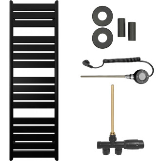 CERANO - Koupelnový radiátorový set Arturo - kombinované vytápění, wifi tyč - boční jednobodové připojení - 859W - černá matná - 1600x500 mm