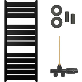 CERANO - Koupelnový radiátorový set Arturo - ústřední výtápění - boční jednobodové připojení - 644W - černá matná - 1200x500 mm