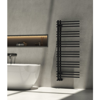 CERANO - Koupelnový radiátorový set Burke - ústřední vytápění - asymetrické připojení 50 mm - 562W - černá matná - 1200x500 mm