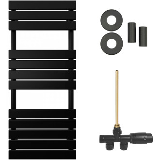 CERANO - Koupelnový radiátorový set Claude - ústřední vytápění - boční jednobodové připojení - 650W - černá matná - 1200x500 mm