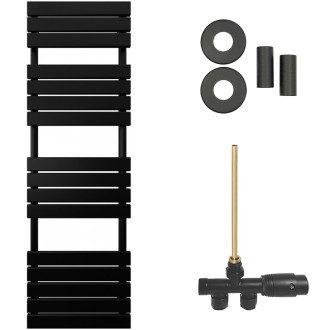 CERANO - Koupelnový radiátorový set Claude - ústřední vytápění - boční jednobodové připojení - 866W - černá matná - 1600x500 mm