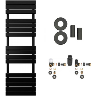 CERANO - Koupelnový radiátorový set Claude - ústřední vytápění - boční připojení - 866W - černá matná - 1600x500 mm