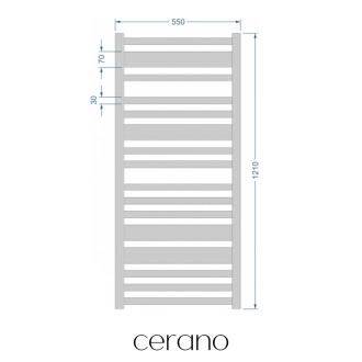 CERANO - Koupelnový radiátorový set Enrico - kombinované vytápění, termo tyč - boční jednobodové připojení - 559W - černá matná - 1210x550 mm