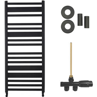 CERANO - Koupelnový radiátorový set Enrico - ústřední vytápění - boční jednobodové připojení - 559W - černá matná - 1210x550 mm