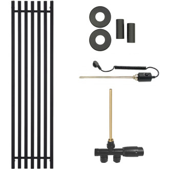 CERANO - Koupelnový radiátorový set Francesco - kombinované vytápění, termo tyč - boční jednobodové připojení - 600W - černá matná - 1500x390 mm