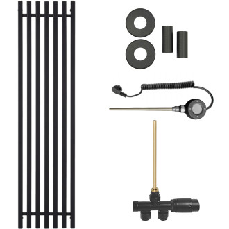 CERANO - Koupelnový radiátorový set Francesco - kombinované vytápění, wifi tyč - boční jednobodové připojení - 600W - černá matná - 1500x390 mm