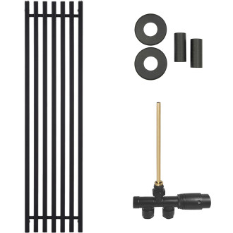 CERANO - Koupelnový radiátorový set Francesco - ústřední vytápění - boční jednobodové připojení - 872W - černá matná - 1500x390 mm