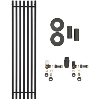 CERANO - Koupelnový radiátorový set Francesco - ústřední vytápění - boční připojení - 872W - černá matná - 1500x390 mm