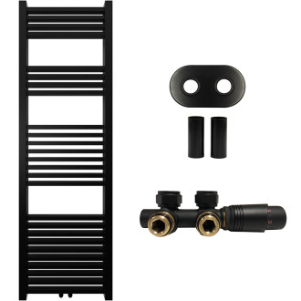 CERANO - Koupelnový radiátorový set Franko - ústřední vytápění - středové připojení 50 mm - 514W - černá matná - 1600x500 mm