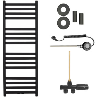 CERANO - Koupelnový radiátorový set Fulgidus - kombinované vytápění, wifi tyč - boční jednobodové připojení - 600W - černá matná - 1190x430 mm