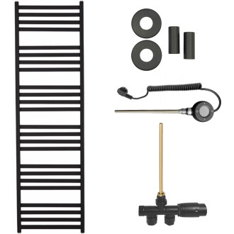 CERANO - Koupelnový radiátorový set Fulgidus - kombinované vytápění, wifi tyč - boční jednobodové připojení - 600W - černá matná - 1800x530 mm