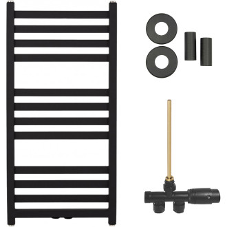 CERANO - Koupelnový radiátorový set Fulgidus - ústřední vytápění - boční jednobodové připojení - 503W - černá matná - 880x430 mm