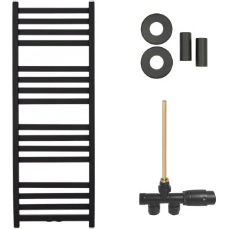 CERANO - Koupelnový radiátorový set Fulgidus - ústřední vytápění - boční jednobodové připojení - 616W - černá matná - 1190x430 mm