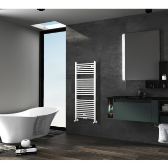 CERANO - Koupelnový radiátorový set Lincoln - kombinované výtápění, termo tyč - středové připojení 50 mm - 366W - bílá lesklá - 1200x500 mm