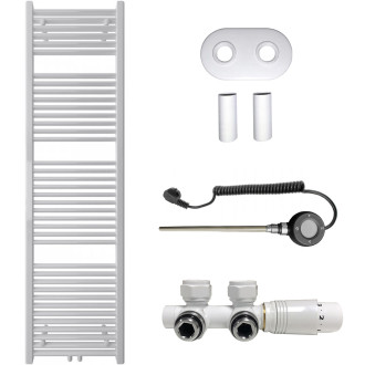 CERANO - Koupelnový radiátorový set Lincoln - kombinované výtápění, wifi tyč - středové připojení 50 mm - 559W - bílá lesklá - 1800x500 mm