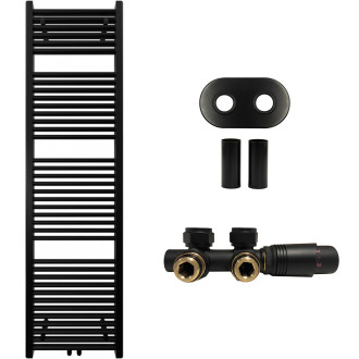 CERANO - Koupelnový radiátorový set Lincoln - ústřední vytápění - středové připojení 50 mm - 559W - černá matná - 1800x500 mm