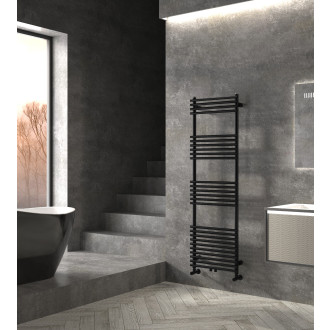 CERANO - Koupelnový radiátorový set Luigi - ústřední vytápění - středové připojení 50 mm - 713W - černá matná - 1600x500 mm