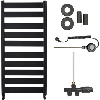 CERANO - Koupelnový radiátorový set Marco - kombinované vytápění, wifi tyč - boční jednobodové připojení - 600W - černá matná - 1125x550 mm