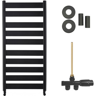 CERANO - Koupelnový radiátorový set Marco - ústřední vytápění - boční jednobodové připojení - 816W - černá matná - 1125x550 mm