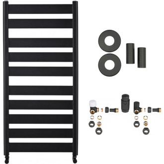 CERANO - Koupelnový radiátorový set Marco - ústřední vytápění - boční připojení - 816W - černá matná - 1125x550 mm