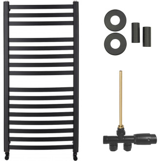 CERANO - Koupelnový radiátorový set Paolo - ústřední vytápění - boční jednobodové připojení - 604W - černá matná - 1090x550 mm