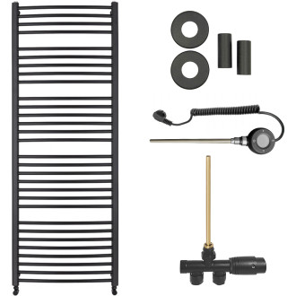 CERANO - Koupelnový radiátorový set Stefano - kombinované vytápění, wifi tyč - boční jednobodové připojení - 600W - černá matná - 1460x650 mm