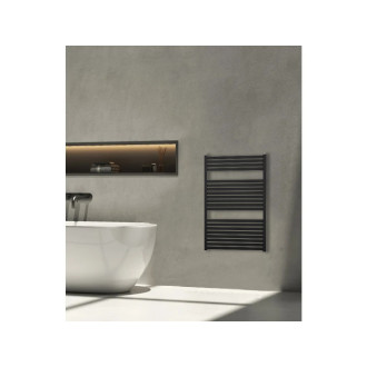 CERANO - Koupelnový radiátorový set Vincenzo - kombinované vytápění, termo tyč - boční jednobodové připojení - 400W - černá matná - 970x600 mm