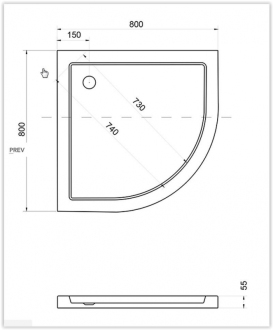 ARON - čtvrtkruhová sprchová vanička akrylátová 90x90x5,5cm OLBVANACARO90