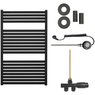 CERANO - Koupelnový radiátorový set Vincenzo - kombinované vytápění, wifi tyč - boční jednobodové připojení - 400W - černá matná - 970x600 mm