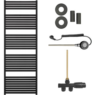 CERANO - Koupelnový radiátorový set Vincenzo - kombinované vytápění, wifi tyč - boční jednobodové připojení - 600W - černá matná - 1690x600 mm