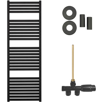 CERANO - Koupelnový radiátorový set Vincenzo - ústřední vytápění - boční jednobodové připojení - 500W - černá matná - 1330x450 mm