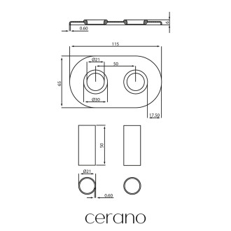 CERANO - Krycí rozeta pro středové připojení radiátoru 50mm - bílá lesklá