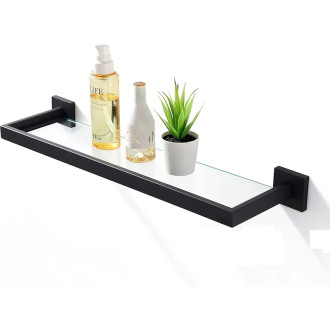 CERANO - Nástěnná koupelnová police Alto - černá matná - 60 cm