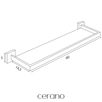 CERANO - Nástěnná koupelnová police Alto - černá matná - 60 cm