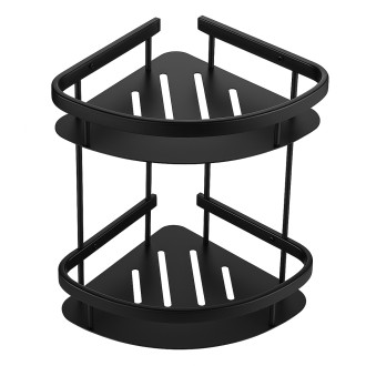 CERANO - Nástěnná koupelnová polička Alto - černá matná - 30,5x18x34 cm