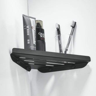 CERANO - Nástěnná koupelnová polička Alto - černá matná - 30x19 cm