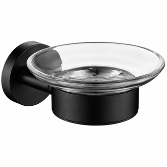 CERANO - Nástěnná mýdlenka Lineo - černá matná, transparentní sklo