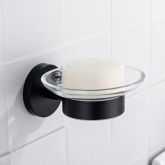 CERANO - Nástěnná mýdlenka Lineo - černá matná, transparentní sklo