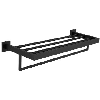 CERANO - Nástěnná polička s držákem na ručníky Alto - černá matná - 60 cm