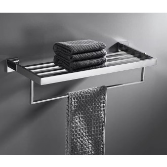CERANO - Nástěnná polička s držákem na ručníky Alto - chrom - 60 cm