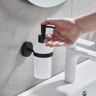 CERANO - Nástěnný dávkovač mýdla Lineo - černá matná, mléčné sklo