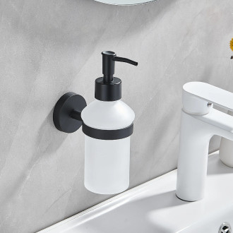CERANO - Nástěnný dávkovač mýdla Lineo - černá matná, mléčné sklo